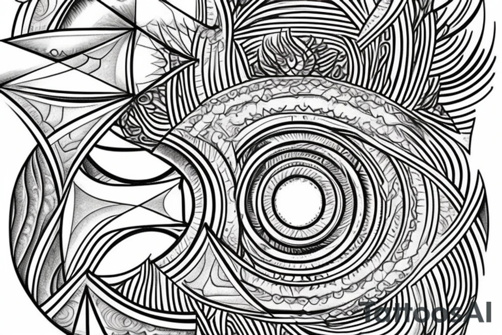 Fire, water, sacred geometry tattoo idea