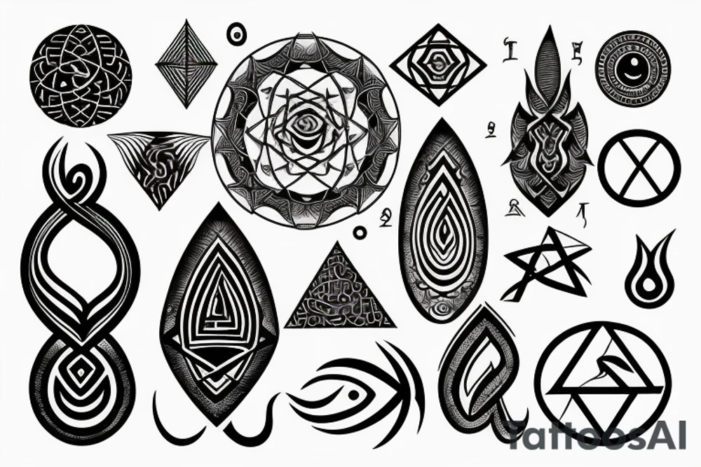 Fire, water, sacred geometry tattoo idea