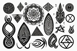 Fire, water, sacred geometry tattoo idea