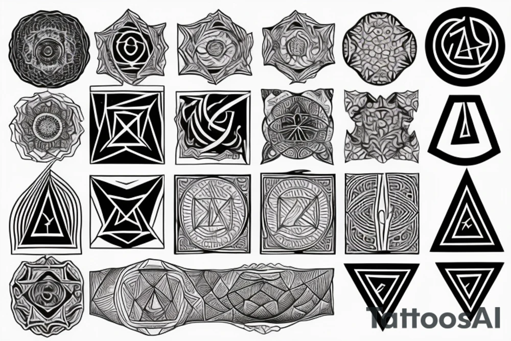Fire, water, sacred geometry, triangle tattoo idea