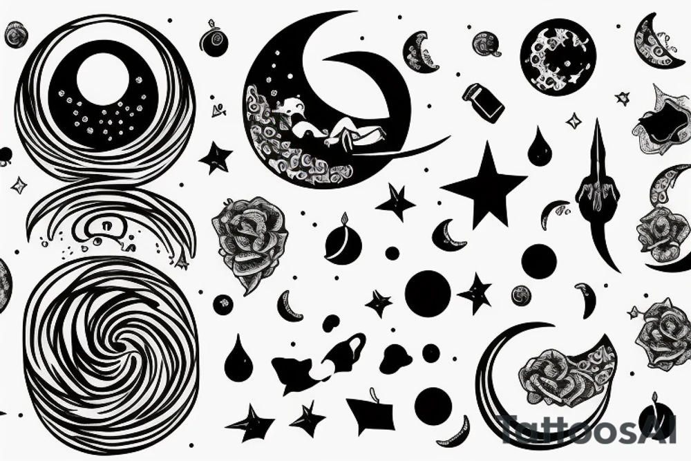 Moon with cancer and vagvisir tattoo idea