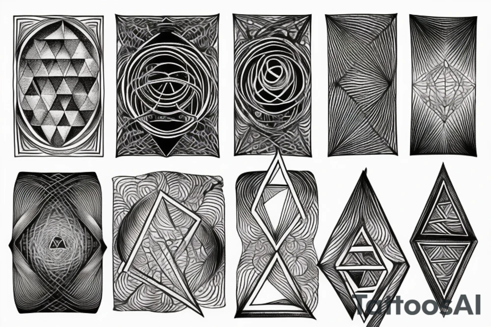 Fire, water, sacred geometry, triangle tattoo idea
