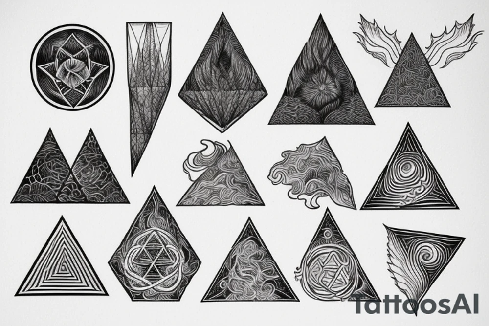 Fire, water, sacred geometry, triangle tattoo idea