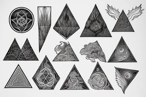 Fire, water, sacred geometry, triangle tattoo idea