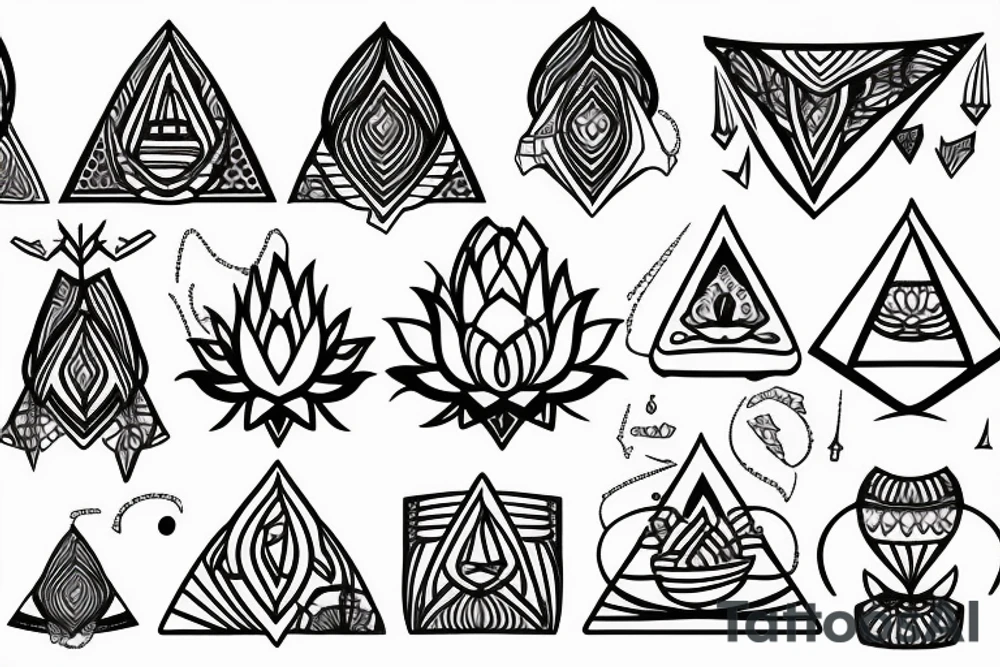lotus with pyramid tattoo idea