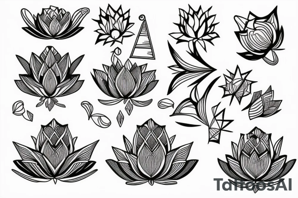 lotus with pyramid tattoo idea