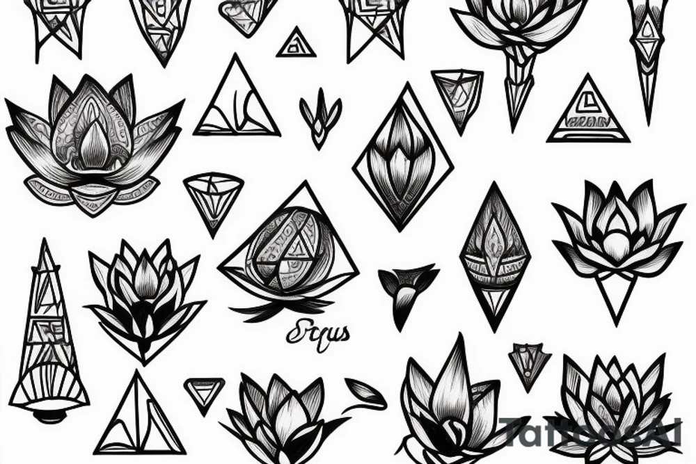 lotus with pyramid tattoo idea
