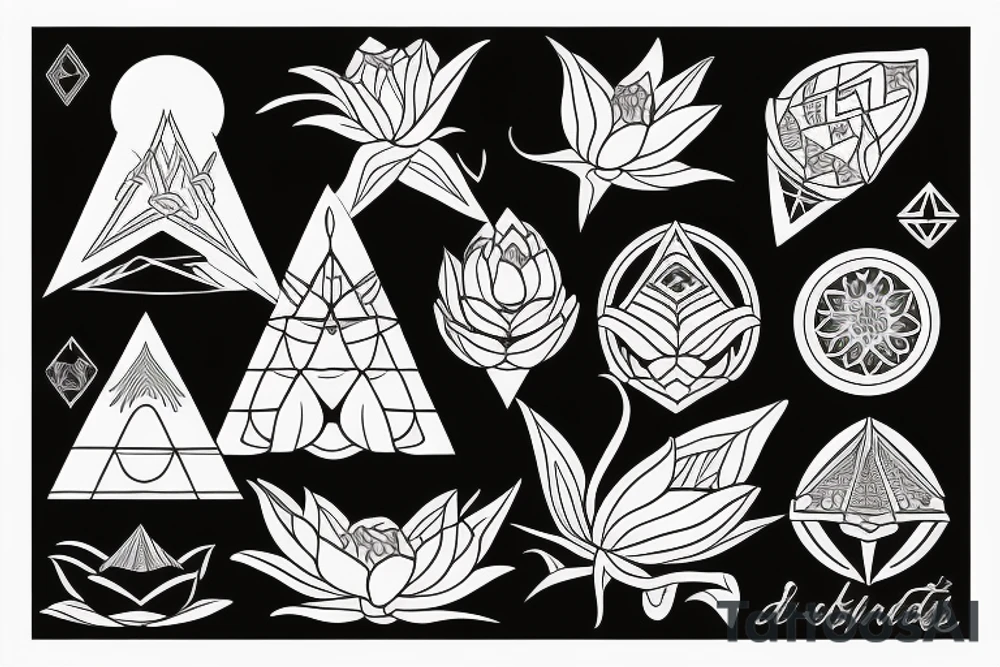 lotus with pyramid tattoo idea