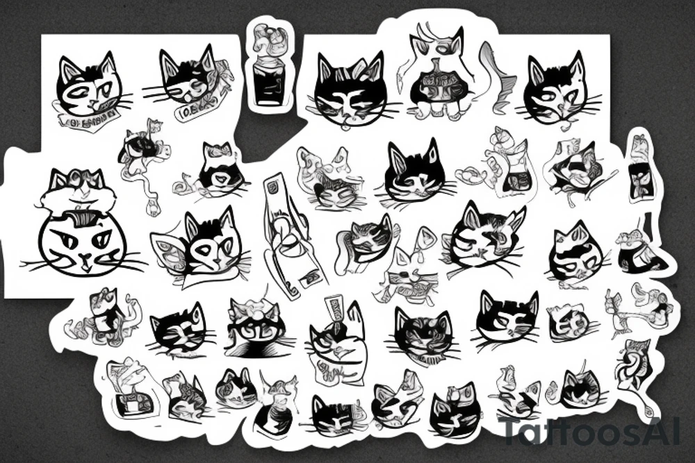 A cat on a skateborad tattoo idea