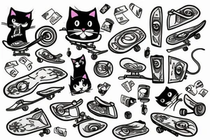 A cat on a skateboard tattoo idea