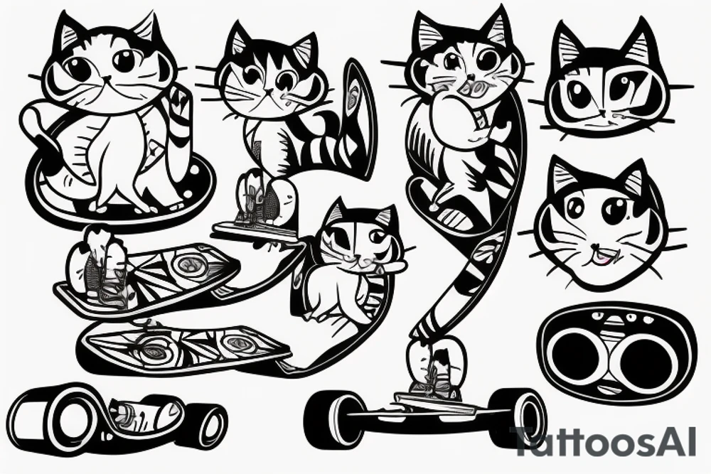 A cat on a skateboard tattoo idea