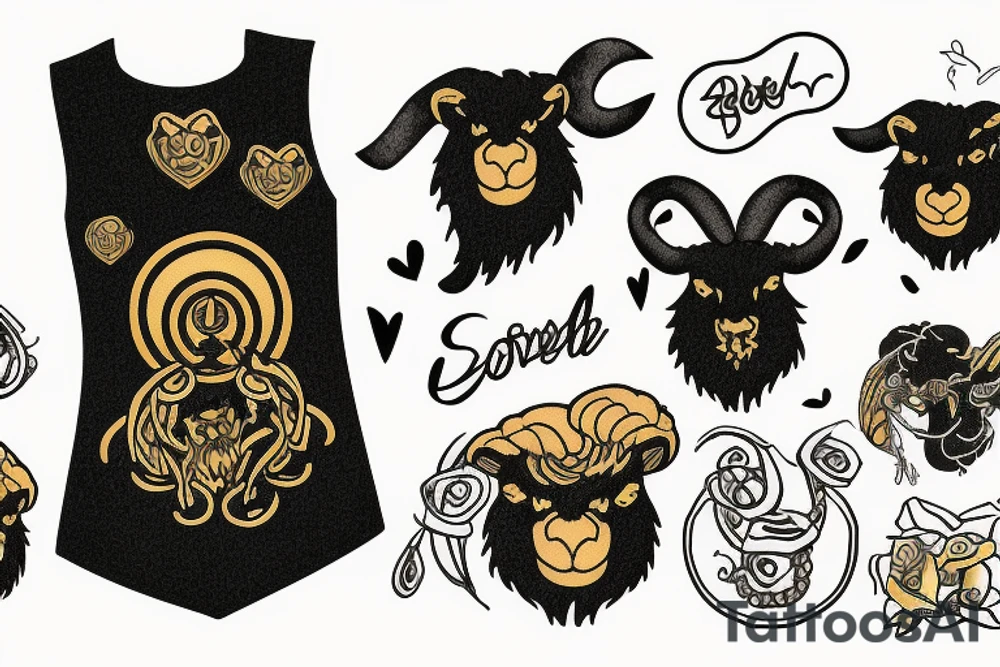 Black sheep wearing a golden fleece sweater vest tattoo idea