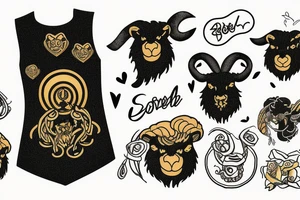 Black sheep wearing a golden fleece sweater vest tattoo idea