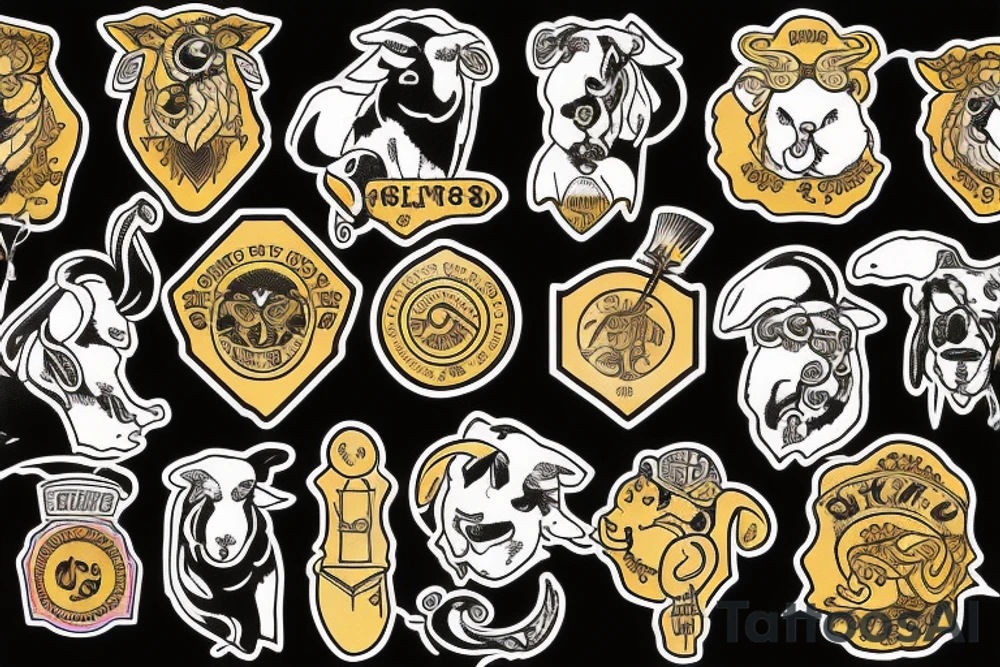 Black sheep wearing a golden fleece sweater vest tattoo idea