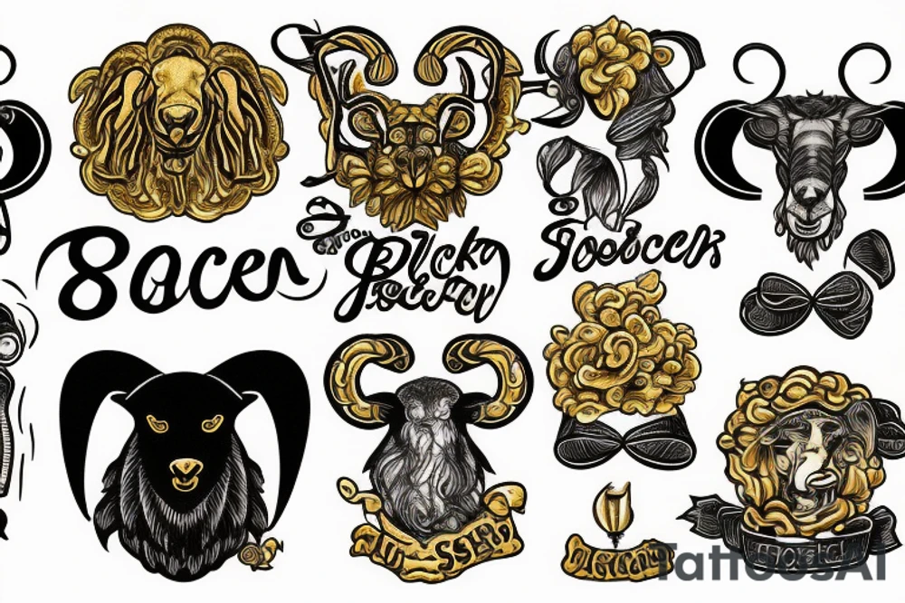 Black sheep wearing a golden fleece sweater vest tattoo idea