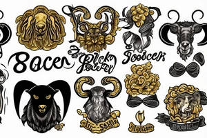 Black sheep wearing a golden fleece sweater vest tattoo idea