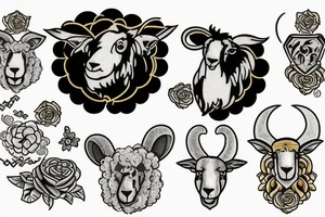 Full body black sheep wearing a golden fleece sweater vest tattoo idea
