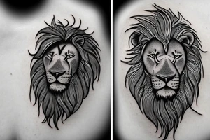 Lion head with clouds tattoo idea