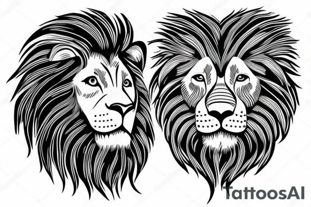 Lion head with clouds tattoo idea