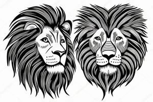 Lion head with clouds tattoo idea