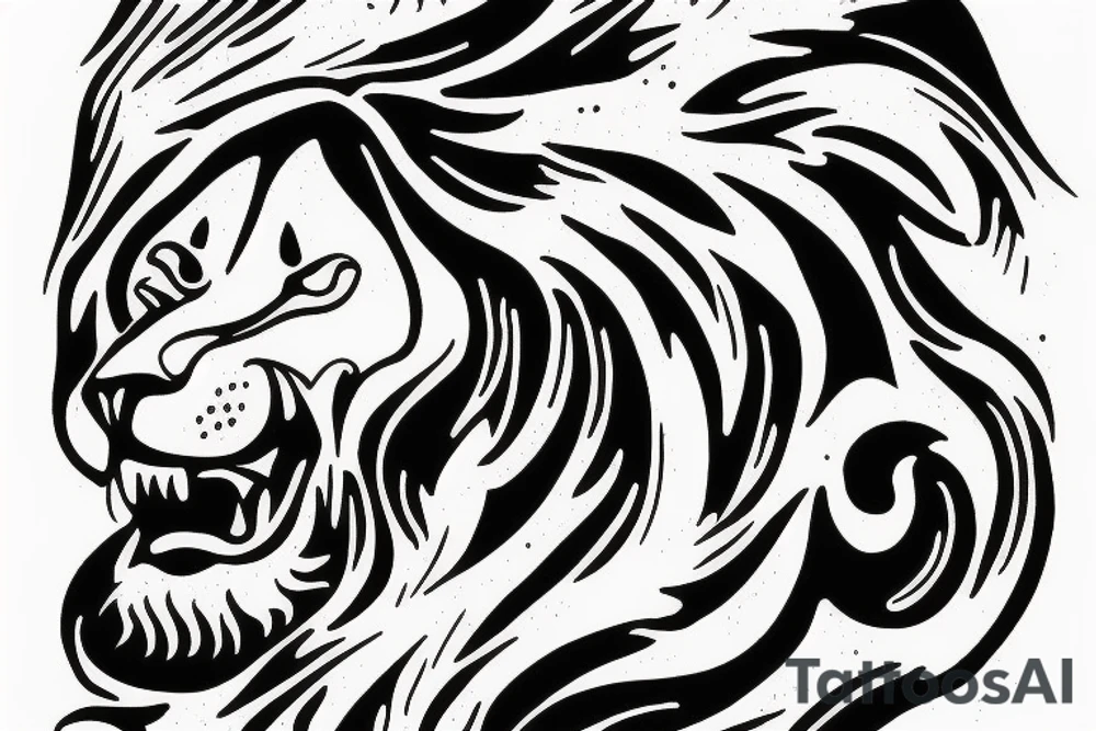 Lion head with clouds tattoo idea