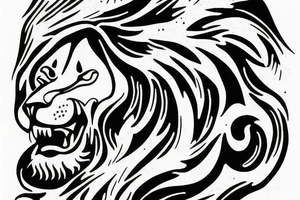 Lion head with clouds tattoo idea