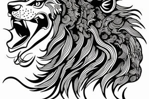 Lion head with clouds tattoo idea