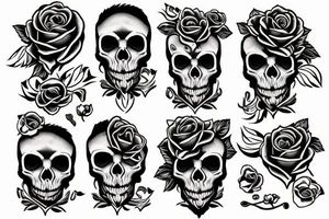 Skull with roses on fire tattoo idea