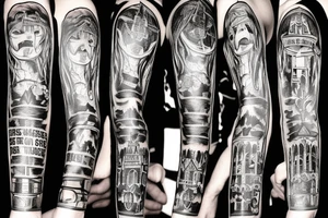 Burning gothic church tattoo idea