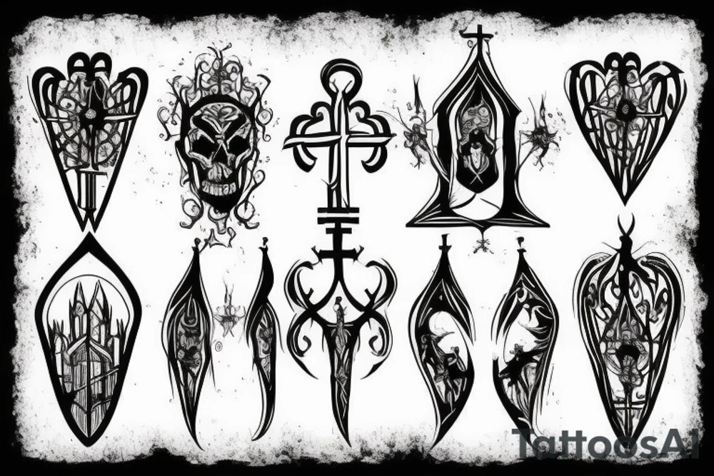 Burning gothic church tattoo idea
