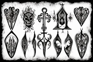 Burning gothic church tattoo idea