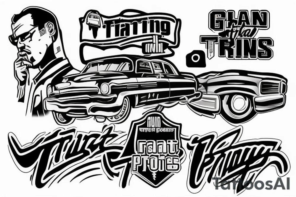 Text ,,Trust the process,,  , grand theft auto font , grafiti tattoo idea