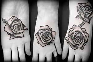 Hand tattoo incorporating a rose tattoo idea