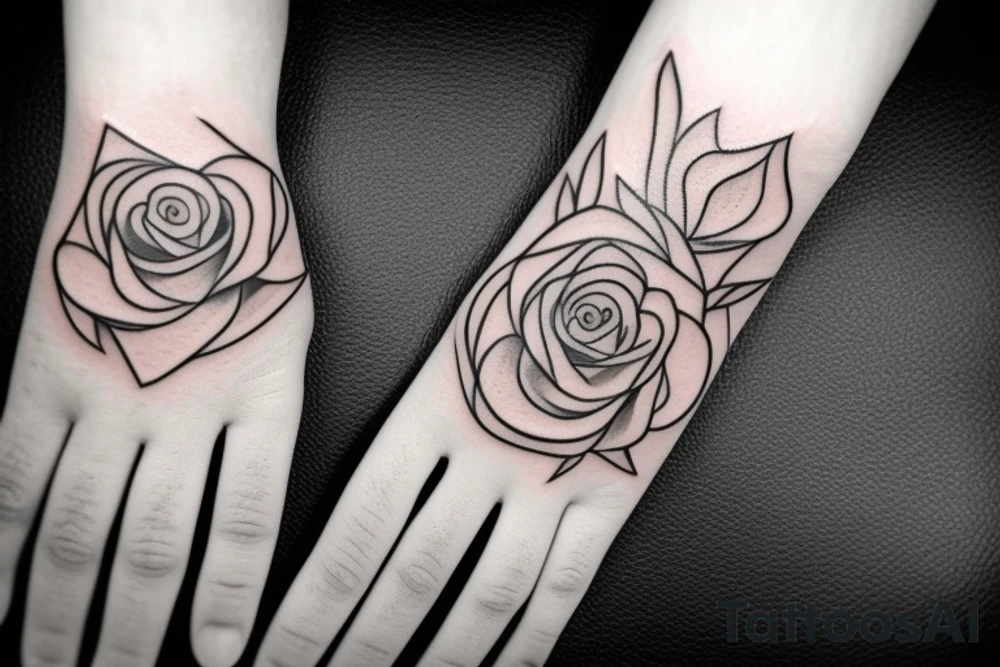 Hand tattoo incorporating a rose tattoo idea