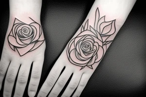 Hand tattoo incorporating a rose tattoo idea