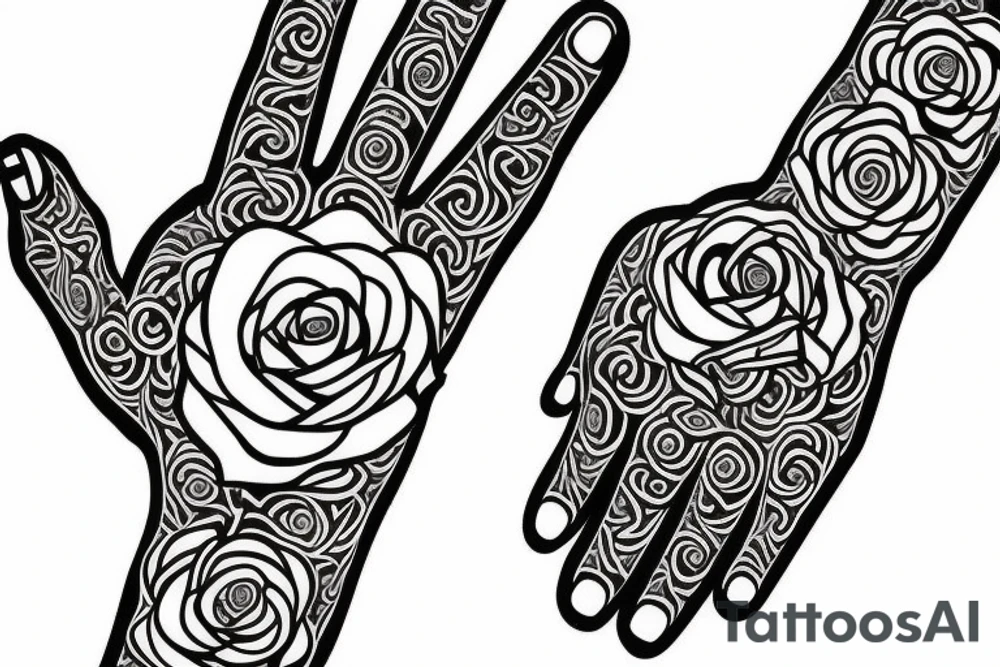 Hand tattoo incorporating a rose tattoo idea