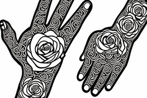 Hand tattoo incorporating a rose tattoo idea