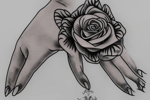 Hand tattoo incorporating a rose tattoo idea
