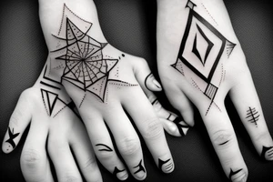 Medieval minimalism with geometric designs hand tattoo tattoo idea