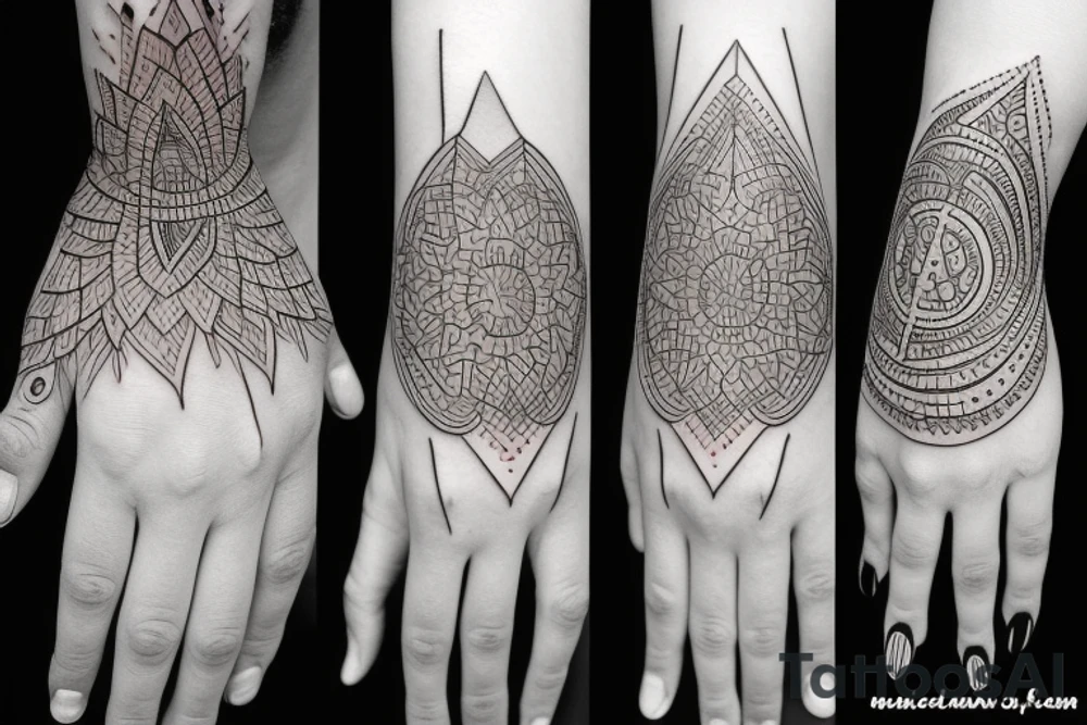 Medieval minimalism with geometric designs hand tattoo tattoo idea