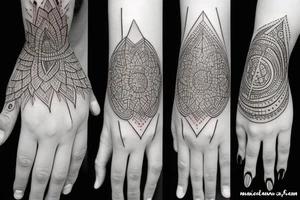 Medieval minimalism with geometric designs hand tattoo tattoo idea