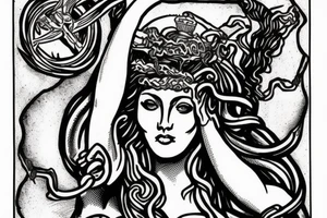 Lady justice with medusa head tattoo idea