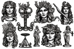 Lady justice with medusa head tattoo idea