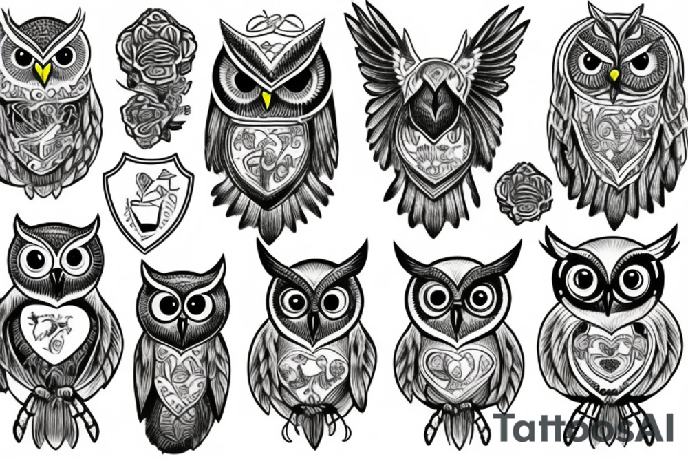 Williamson Family Crest, an Owl, a butter fly and kangaroo tattoo idea