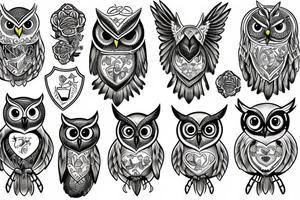 Williamson Family Crest, an Owl, a butter fly and kangaroo tattoo idea