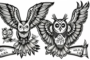 Williamson Family Crest with 
 an Owl, a butter fly and kangaroo tattoo idea