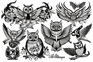 Williamson Family Crest with 
 an Owl, a butter fly and kangaroo on the shield tattoo idea