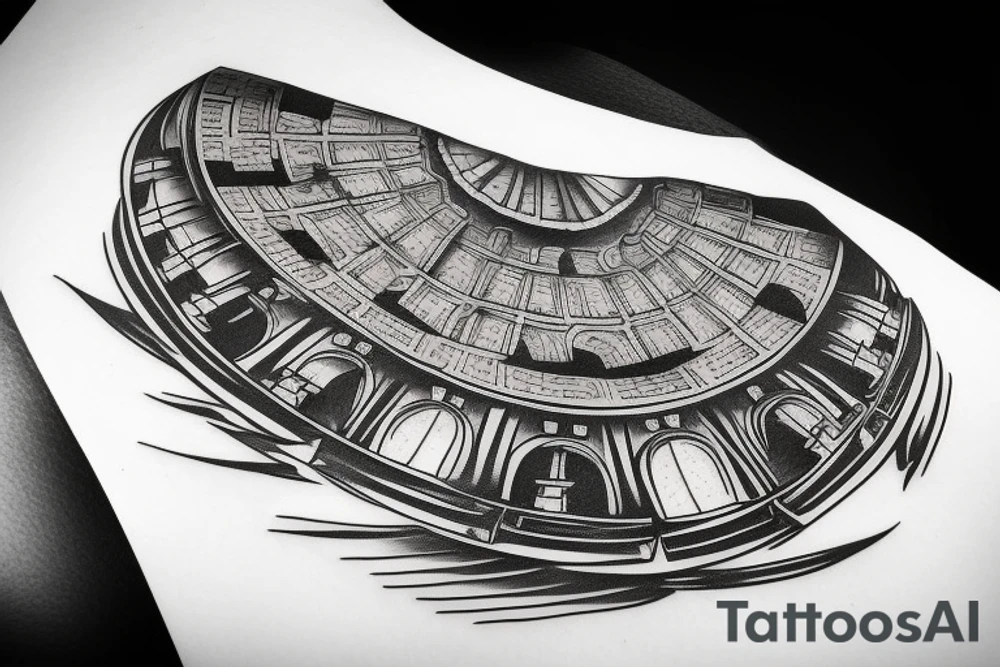 Warrior tattoo on the Colosseum tattoo idea