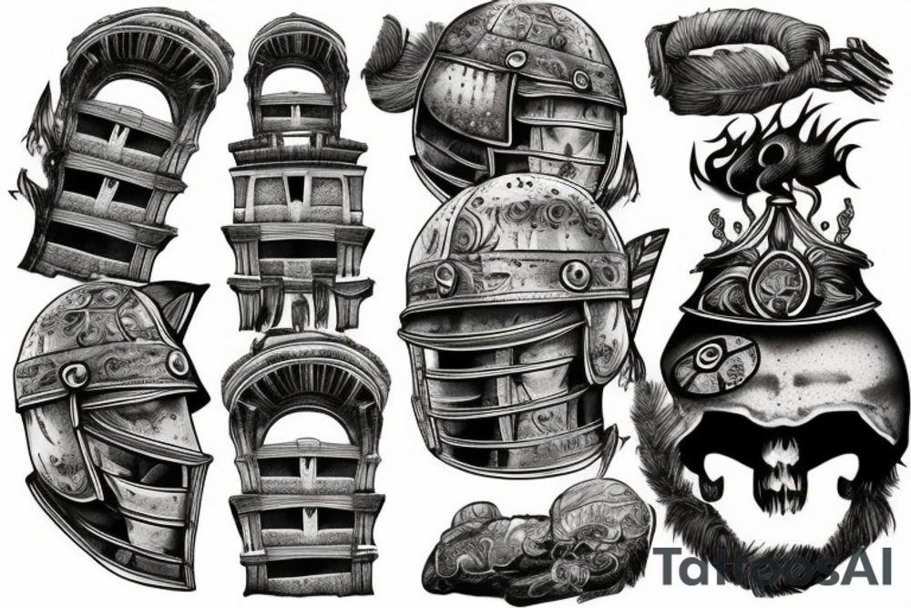 Warrior tattoo on the Colosseum tattoo idea