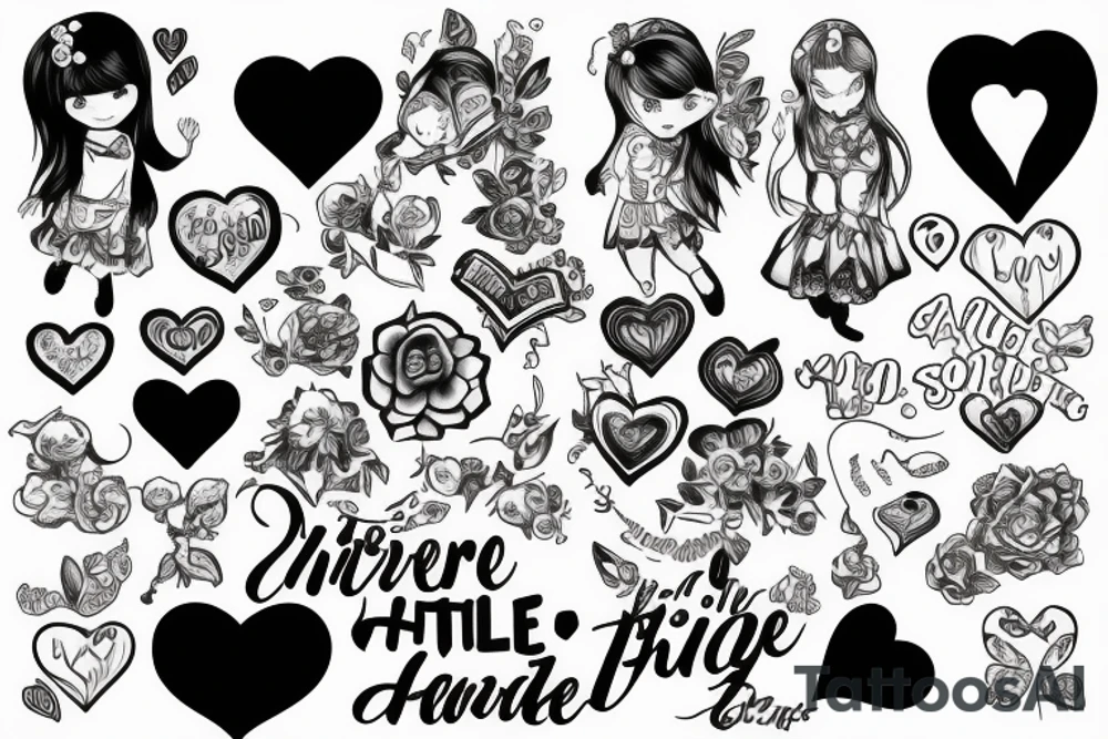 Little girl with big heart stolen by adulthood tattoo idea